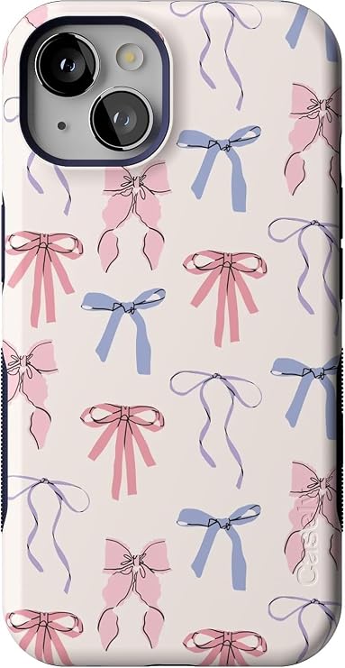 Casely iPhone 13 Case | Coquette Girlie | Pastel Bows | Bold Protective Design | Compatible with MagSafe