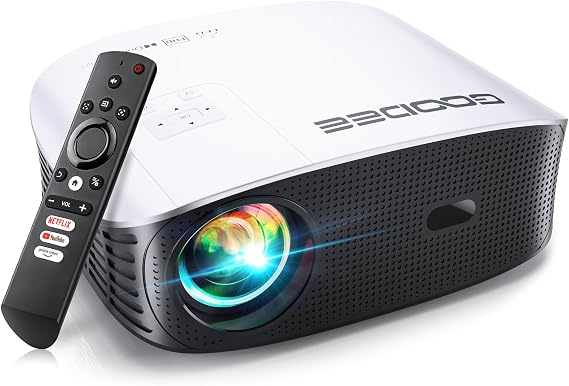 GooDee 4K Smart Projector with 5G WiFi & Bluetooth, Built-in Streaming Apps | Dolby Audio 400" Outdoor Movie Projector for Home Theater & Bedroom Cinema, Compatible with TV Stick, iOS & Android Phone