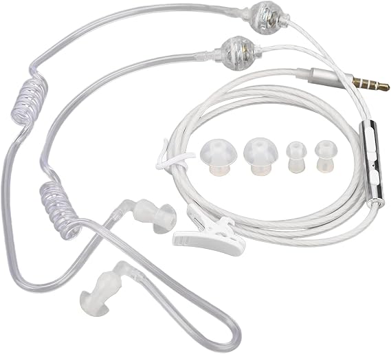 Yunseity Air Tube Headphones, Universal 3.5mm Bilateral Air Tube Earbuds, Anti Radiation Headphones with Noise Cancellation and Premium Sound, for Tablets Laptops Cell Phones (White)