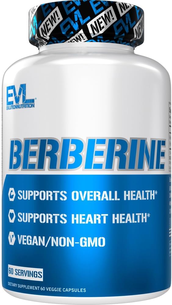 EVL Berberine 500mg Vegan Capsules Dietary Supplement - 60 Servings