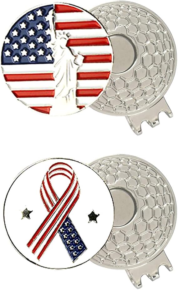 Colorful Golf Ball Markers with Silver Color Golf Hat Clips