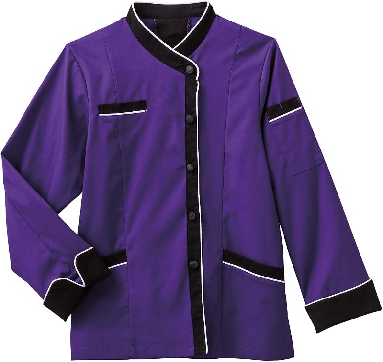 Five Star 18038 Women's Long Sleeve Mesh Back Vent Executive Chef Coat Purple 3XL