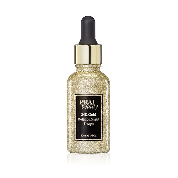 PRAI Beauty 24K Gold Retinol Night Drops - Anti-Aging Hydrating Face Serum - Anti-Wrinkle Retinol Face Serum, 1.7 Fl Oz