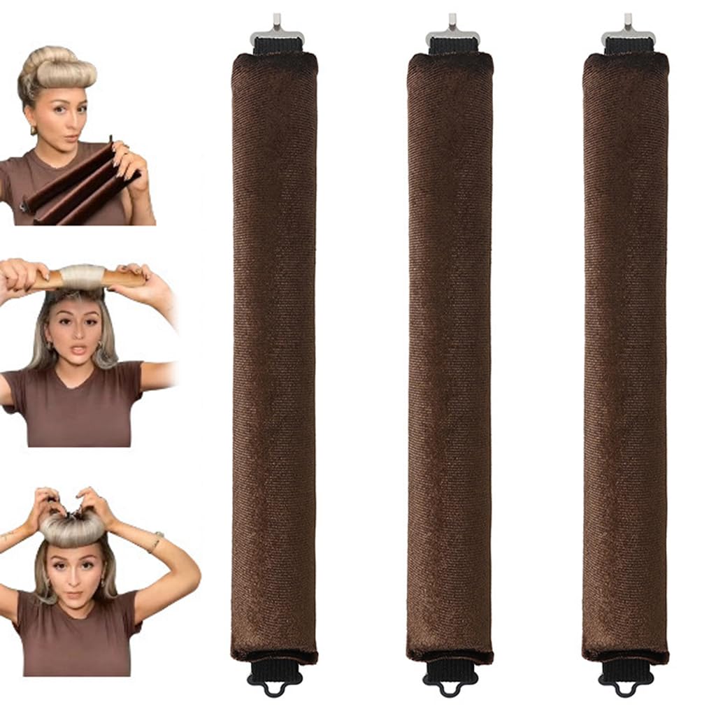 Heatless Hair Curler,Overnight Heatless Curls Blowout Rods Headband for All Hair Types, Reusable Soft Flannel No Heat Curling Headband for All Hair Types,Hair Curlers Overnight Curls Brown