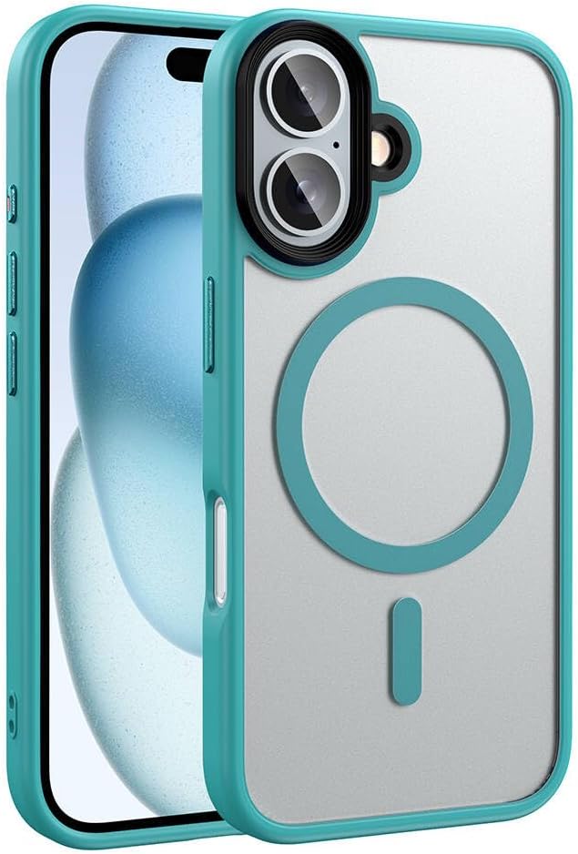 Zore Apple ile uyumlu iPhone 16 Kılıf Mat Arka Yüzey Wireless Şarj Özellikli Zore Flet M-safe Kapak Yeşil
