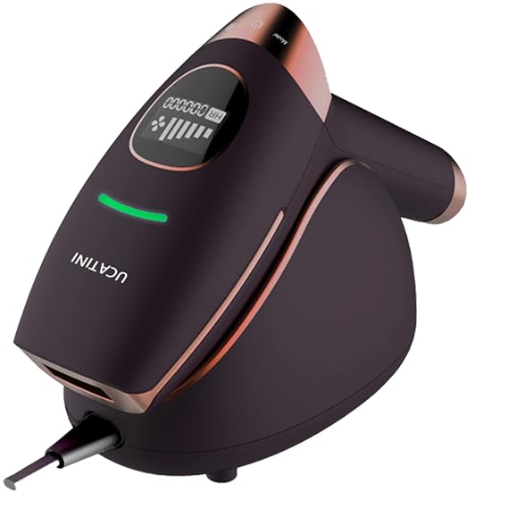 Laser Hair Removal Device for Women permanent, Upgraded Central Ice Cooling IPL Home Use Hair Removal Device, Unlimited Flash, 5-Level, Auto Slide Mode with Storage Stand, Black