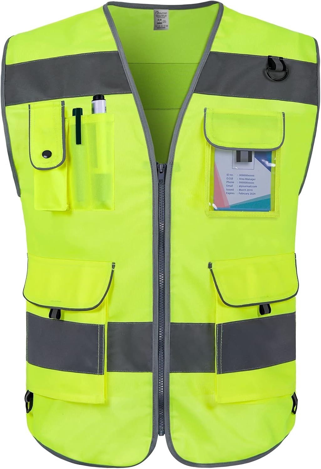 High Visibility Vest 9 Pockets Hi Vis Reflective Safety Vest for Men Women, Construction Vest with Reflective Strips, Meets ANSI/ISEA Standards, (UK-Black, Small)