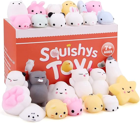 SEKEAHU Mochi Squishys Toys, Christmas Party Favors 25pcs Mini Kawaii Squishies, Stocking Stuffers for Kids Teens Adults, Treasure Box Toys for Classroom Supplies, Birthday Gifts for Kids Boys Girls