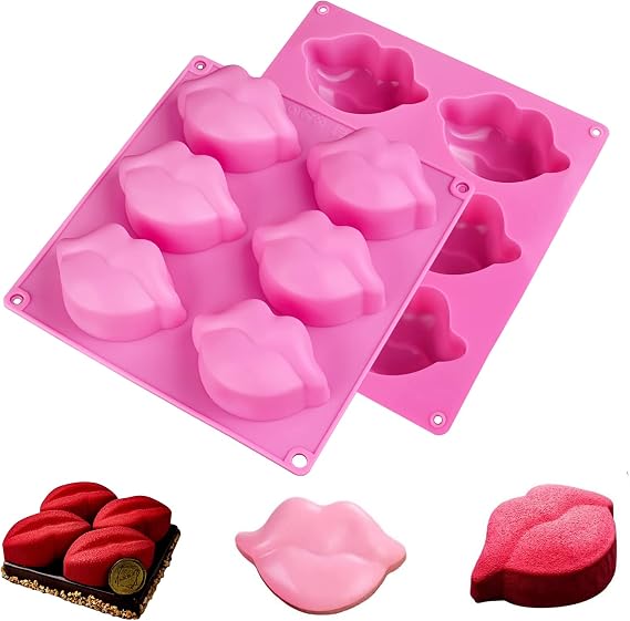 2 Pack Hot Lips Molds, Large 3D Sexy Red Lip Molds, Silicone Soap Mold