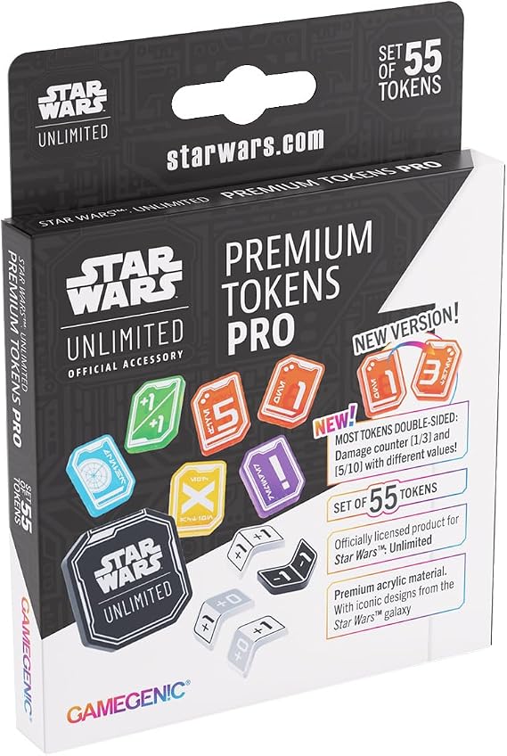 Star Wars: Unlimited Premium Tokens PRO | Enrich Gameplay with Gamegenic Acrylic Double-Sided Token Set, 55 Pieces Including Damage, Shield & Modifier Counters