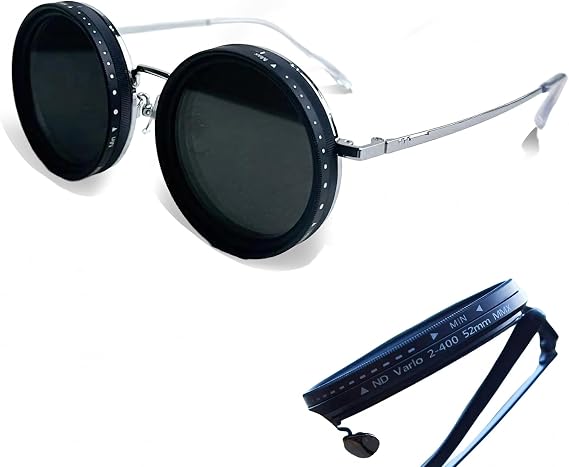 Adjustable Tint Sunglasses for Men, Polarized 1-9 Gears ND Filter Black Lens, Outdoor Fishing Driving
