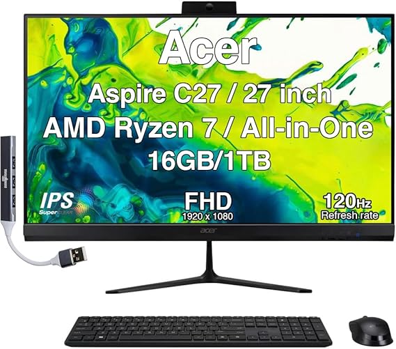 Acer Aspire 27 All-in-One Desktop 27" IPS 120HZ FHD 1920 x 1080 Display