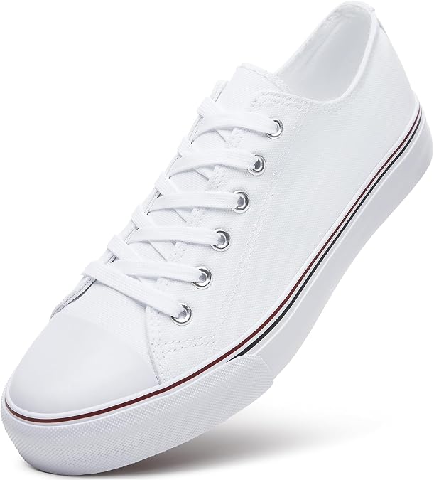 ZGR Mens Black Classic Canvas Sneakers,Low Top Tennis Lace-up Casual Shoes