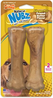 NylaboneNatural Nubz Dog Treats, Allergen-Free Peanut Butter, Jumbo - Up to 50 Lbs. 2 ct Pack of 1