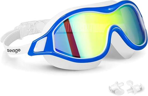 Seago Swim Goggles No Leaking Anti-Fog Pool Goggles Swimming Goggles for Adult Men Women Youth, UV Protection 180 Clear View