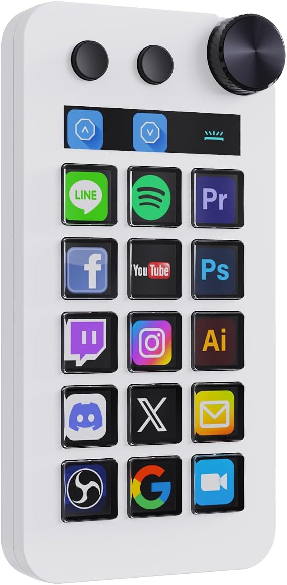 TreasLin VSDinside Macro Keyboard Stream Controller Deck with 18 Customizable Macro Keys support Numberic/Calculator/Stream Controller Mode to Trigger Actions in OBS Twitch YouTube for Content Creators Streamer Compatible with PC & Mac N1 White