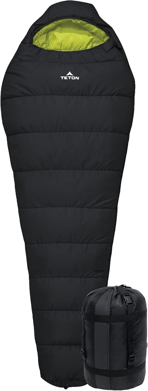 Teton LEEF Lightweight Mummy Sleeping Bag for Camping, Hiking, Backpacking; Cold Weather Option, Compression Sack Included