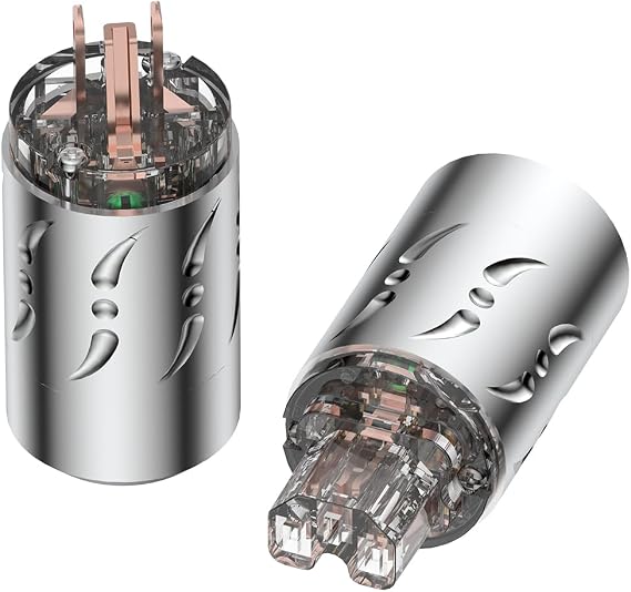 Viborg HiFi Power Plug Set 15A 125V Non-Magnetic AC Plug & IEC C15 Connector Pure Copper VM512+VF512 for Audiophile DIY Audio Power Cables