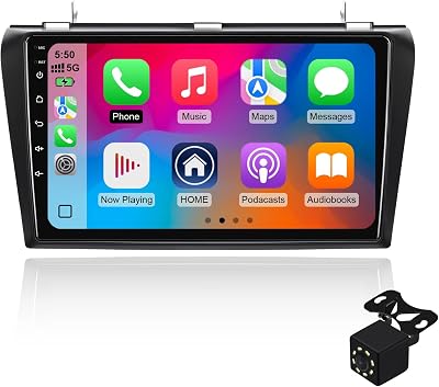 132G Android 13 Double Din Car Stereo for Mazda 3 2004-2009 with 9 Inch Touchscreen Radio Built-in Wireless CarplayAndroid AutoGPSBluetoothFMAUX-inSteering Wheel ControlsBackup Camera