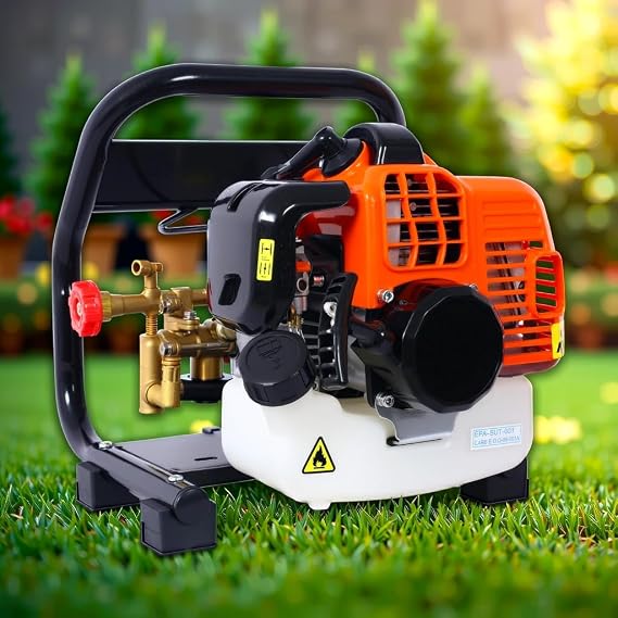 Gas Powered Backpack Sprayer 33CC, 2-Stroke 1.5HP High Pressure Spraying Machine Backpack Fogger Sprayer, Gasoline Sprayer Gas Backpack Fogger with Large Fuel Tank & Complete Kit (Orange)