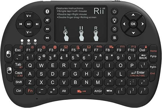 Rii i8+ 2.4 GHz Wireless Keyboard with Touchpad Mouse - Black