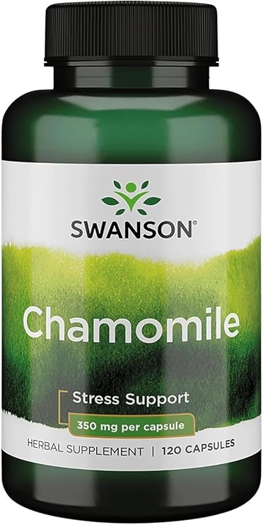 Swanson Chamomile Stress Support Herbal Supplement, 120 Capsules