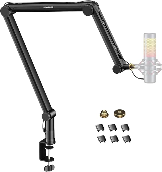 Aokeo AK-49 Microphone Stand Arm for HyperX QuadCast SoloCast Elgato Wave Shure SM7B Blue Yeti Blue Snowball Broadcast Studio Program Recording