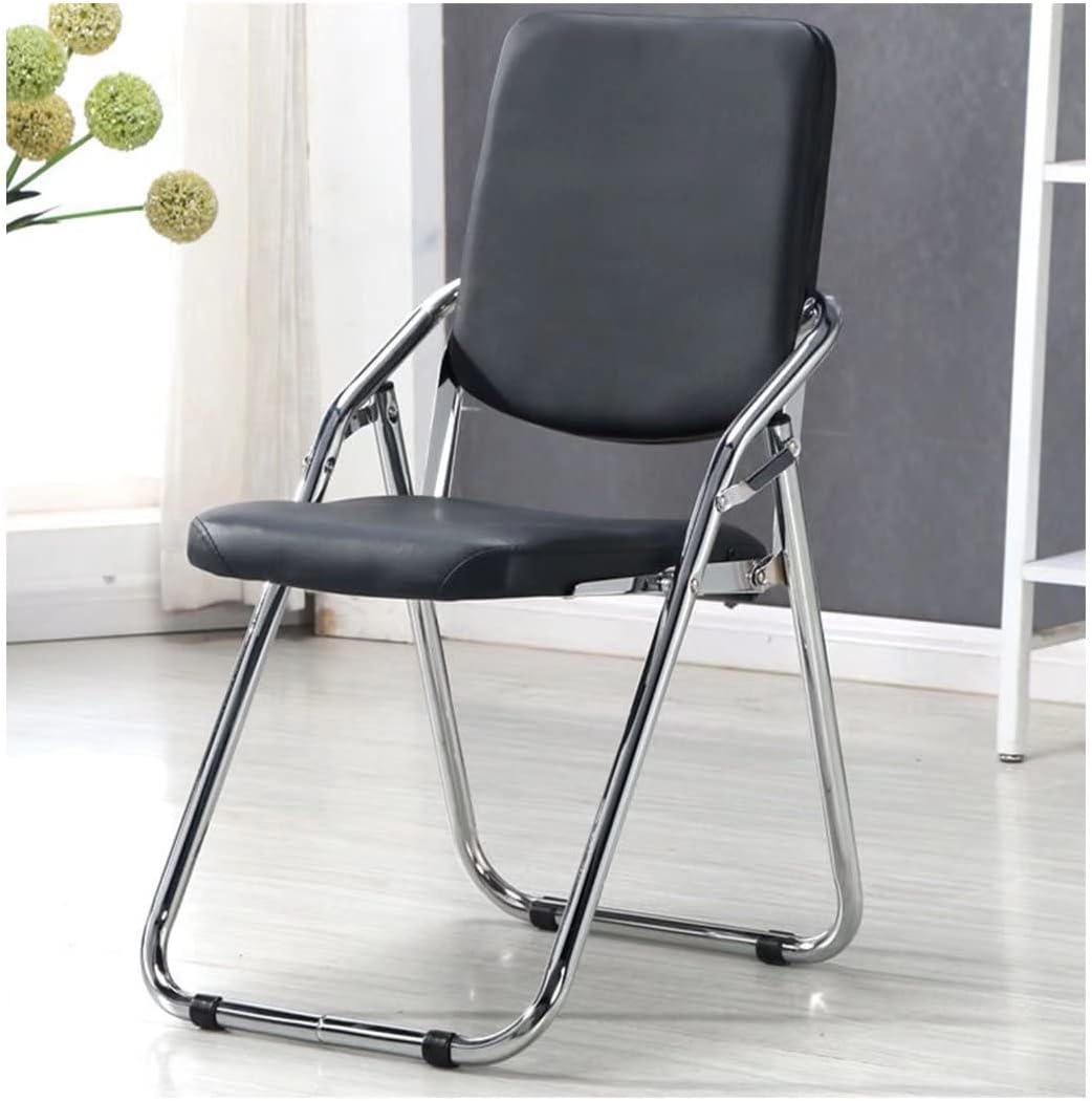 Foldable Chairs Indoor,Computer Office Chair in Home &amp; Kitchen,Foldable Chair for Bedroom,Metal Folding Chair with Padded Seats,Gaming Office Chair,Folding Dining Chairs Modern,Black