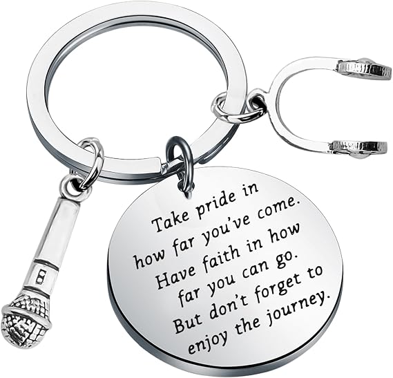 FUSTMW Music Keychain Gifts for Vocalists Microphone Keychain Headphone Keychain singer gifts Singing Lover Gift Keychain