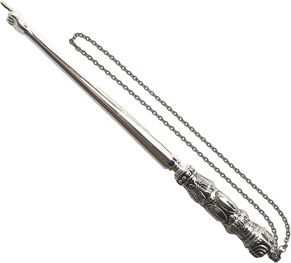Modern Nickel Yad Torah Pointer: Fine, Elegant Carved Handle with Hand with Extended Finger Pointed; Protects Jewish Israelis Scrolls, 9.8 Inch