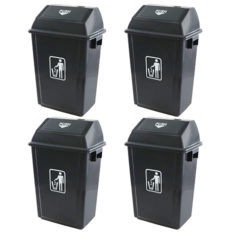 4-Pack 13 Gallon Kitchen Trash Can with Lid, Garbage Bin, Gray