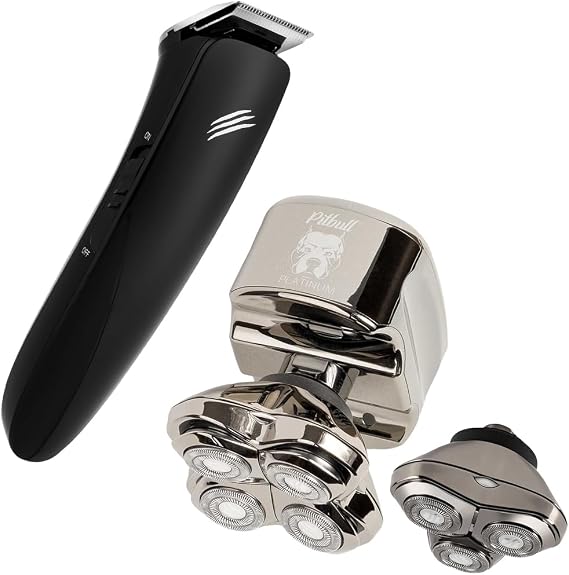 Skull Shaver Pitbull Platinum Pro Head & Face Shaver with Extra Blade and Baby Beast Trimmer: Ultimate Cordless Hair & Beard Grooming Kit, Precision Blades, Male Grooming Kit