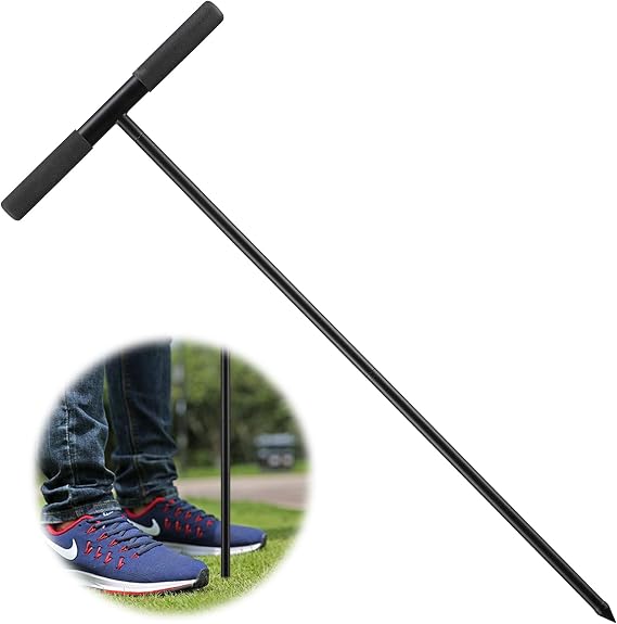 Soil Probe Rod, 48 Inch Metal Septic Tank Locator Tool Ground Probe Rod for Soil Compaction, Locating Underground Pipes and Gopher Runs, Gardening