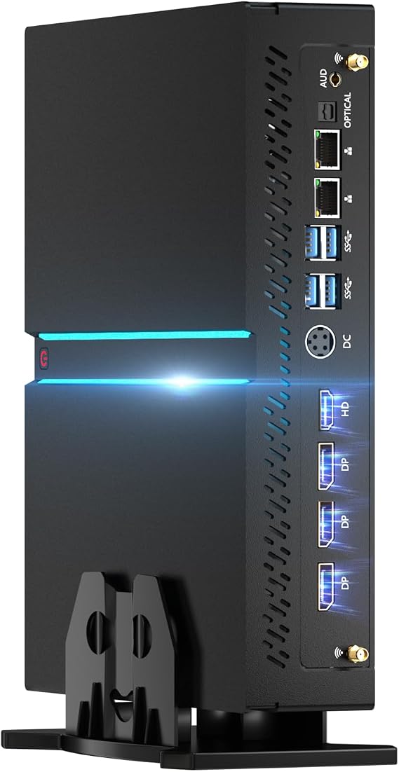 Mini Gaming PC, Desktop Computer i9-13900F 24 Cores Upto 5.6GHz, 32G DDR5, 1T M.2 PCIE4.0 SSD, Windows 11 Pro, GeForce RTX4070 12G, Dual LAN, WiFi6E/BT5.3, Four Display, 8K Outputs