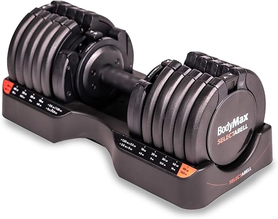 BodyMax Selectabell Adjustable Dumbbell – Space-Saving, Quick-Change Weight System with Durable Steel Construction – Ideal for Home Strength Training - up to 25kg or 34kg
