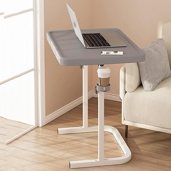 Foldable Computer Table, Modern Office Desk, Height Lift 65~85CM, Home Small Study Workstation, Space Saving Table for Work, Writing, Study (Grey)