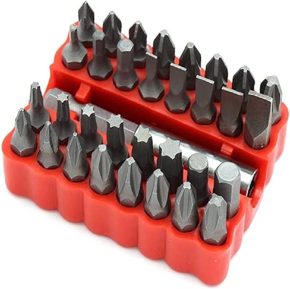 Security Tamper Proof Bit Set 33pcs Torq Torx Hex Star Spanner Tri Wing Electric Screwdriver Hex Bit 1/4" 6.35mm Magnetic Holder (33pc solid model)