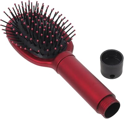 Hide A Key Mini Travel Brush with Secret Compartment for Cash, Keys, Jewelry - Red Hairbrush
