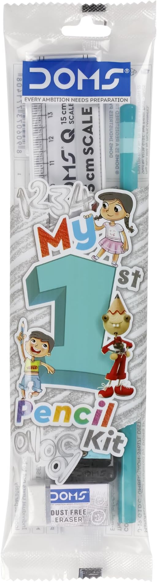Doms My 1st Pencil Kit X20 | For Dark & Neat Writing | Perfect Value Pack | Kit For School Essentials | Includes Pencil, Scale, Sharpner & Eraser | Pack of 20 Kits