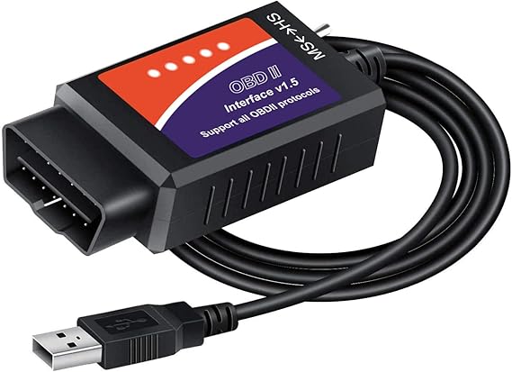 ELM327 USB Adapter OBD2 Scanner for Windows, ELMconfig FoCCCus Diagnostic Scan Tool with MS-Can/HS-Can Switch for Ford Lincoln Mazda Mercury Series Vehicles