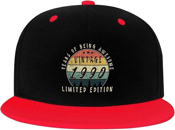 Vintage 1990 Limited Edition Hat Classic Snapback Hat Hip Hop Flat Bill Visor Cap