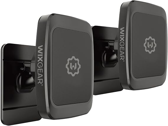 (2 Pack Universal Stick On Dashboard Magnetic Phone Car Mount, for Cell Phones and Mini Tablets with Fast Swift-snap Technology, (Newer Bigger Model)