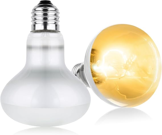 Basking Spot Lamp, 2 Pack 100W Reptile Heat Bulb, Tortoise Heat Lamp, Natural Light Basking Bulb Light Heat Lamp for Reptiles, Amphibian, Chicks, Puppies Heating Use (White) [Energy Class A+++]