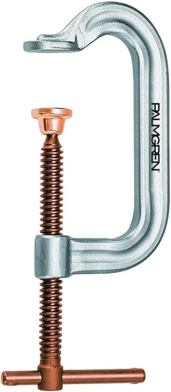 Palmgren 9629154, Regular Duty Deep Throat C-Clamp with Copper Spindle, 0-4 Inches