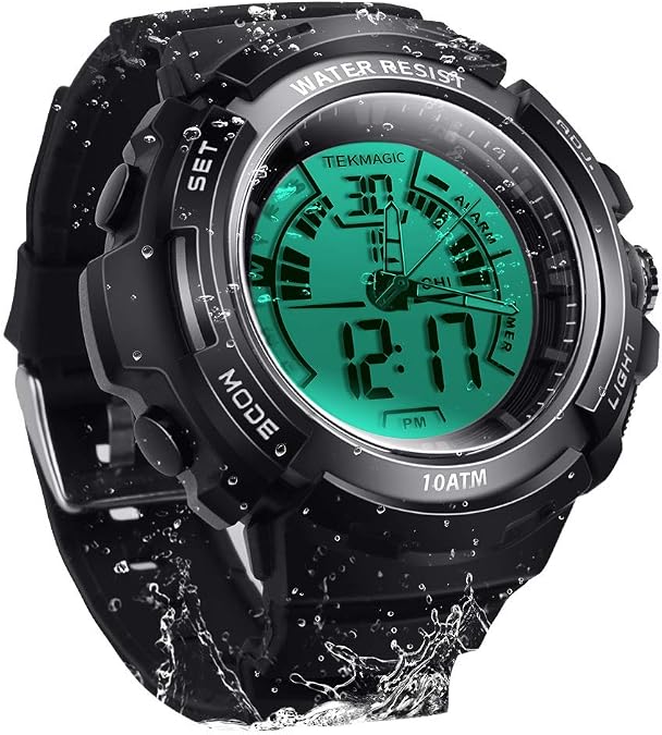 10 ATM Digital Submersible Diving Watch 100m Water Resistant Swimming Sport Wristwatch Luminous LCD Screen with Stopwatch Alarm Function