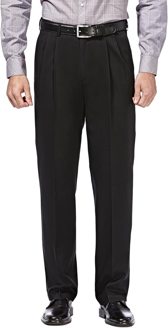 Haggar Men's Premium No Iron Khaki Classic Fit Pleat Front Pant (Regular and Big & Tall Sizes)