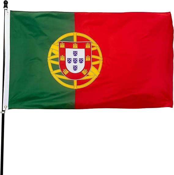 DANF Portugal Flag 3x5 Ft Thick Polyester, Fade Resistant, Brass Grommets, Canvas Header Portuguese National Flags with 3 X 5 Feet