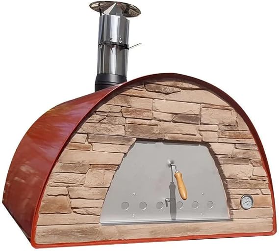 Authentic Pizza Ovens Maximus Prime Arena Portable Wood-Fired Outdoor Pizza Oven, Handmade in Portugal, Stainless Steel Chimney, Pizza Peel, Thermometer, Extra Floor Tile & Baking Dish Included