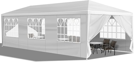 10'x30' Party Tent,Outdoor Event Canopy Tent, Waterproof Gazebo with 8 Sidewalls, Instant Shelter Reinforced Frame & Windows ,for Wedding Party Commercial Use