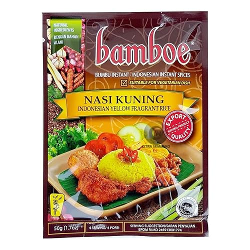Bamboe Bumbu Nasi Kuning Indonesian Scented Rice Spice Mix, 50 Gram Pack of 9